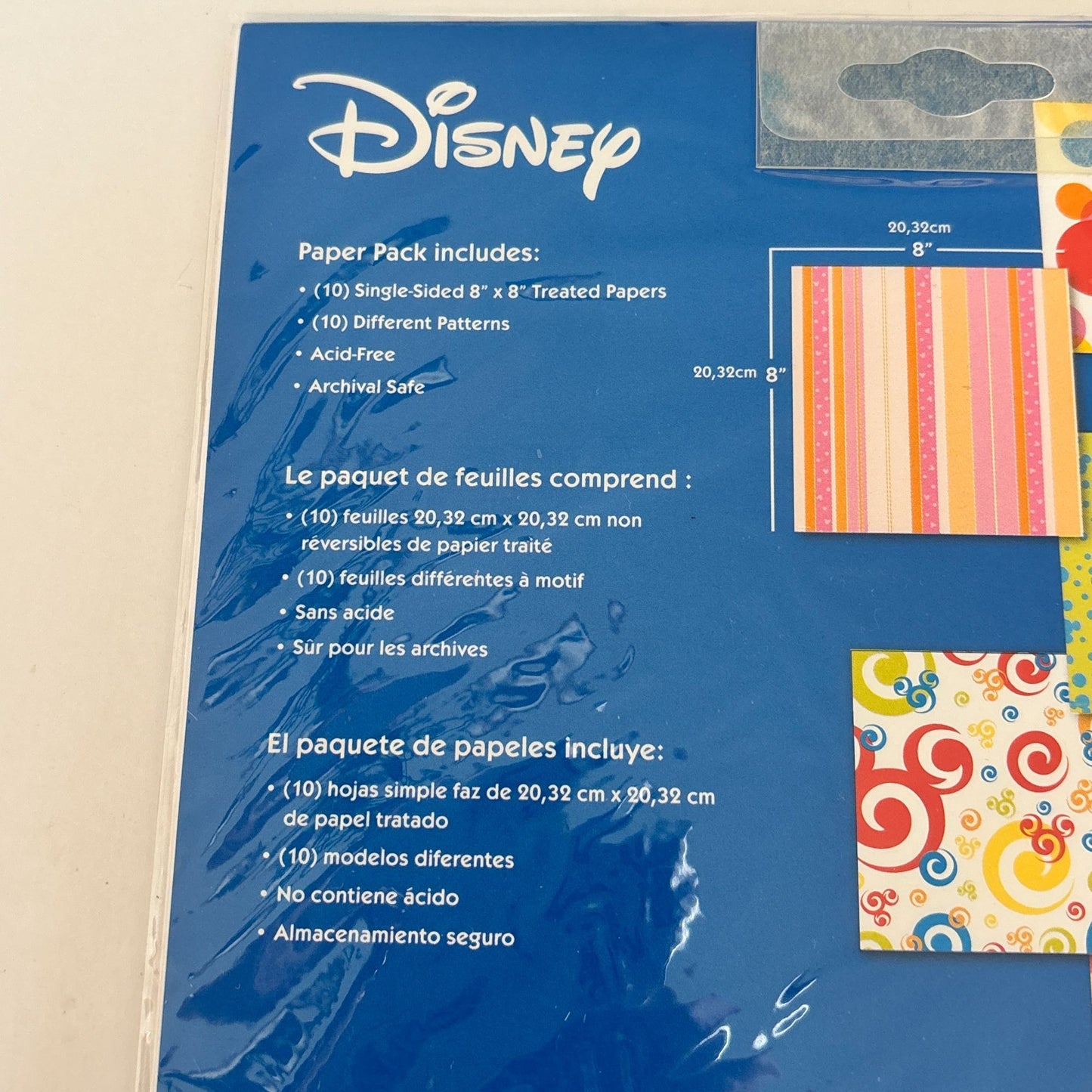 Disney 8x8 Scrapbook Paper Pack Mickey Mouse  EK Success Bright Color Craft Paper 10 Sheets