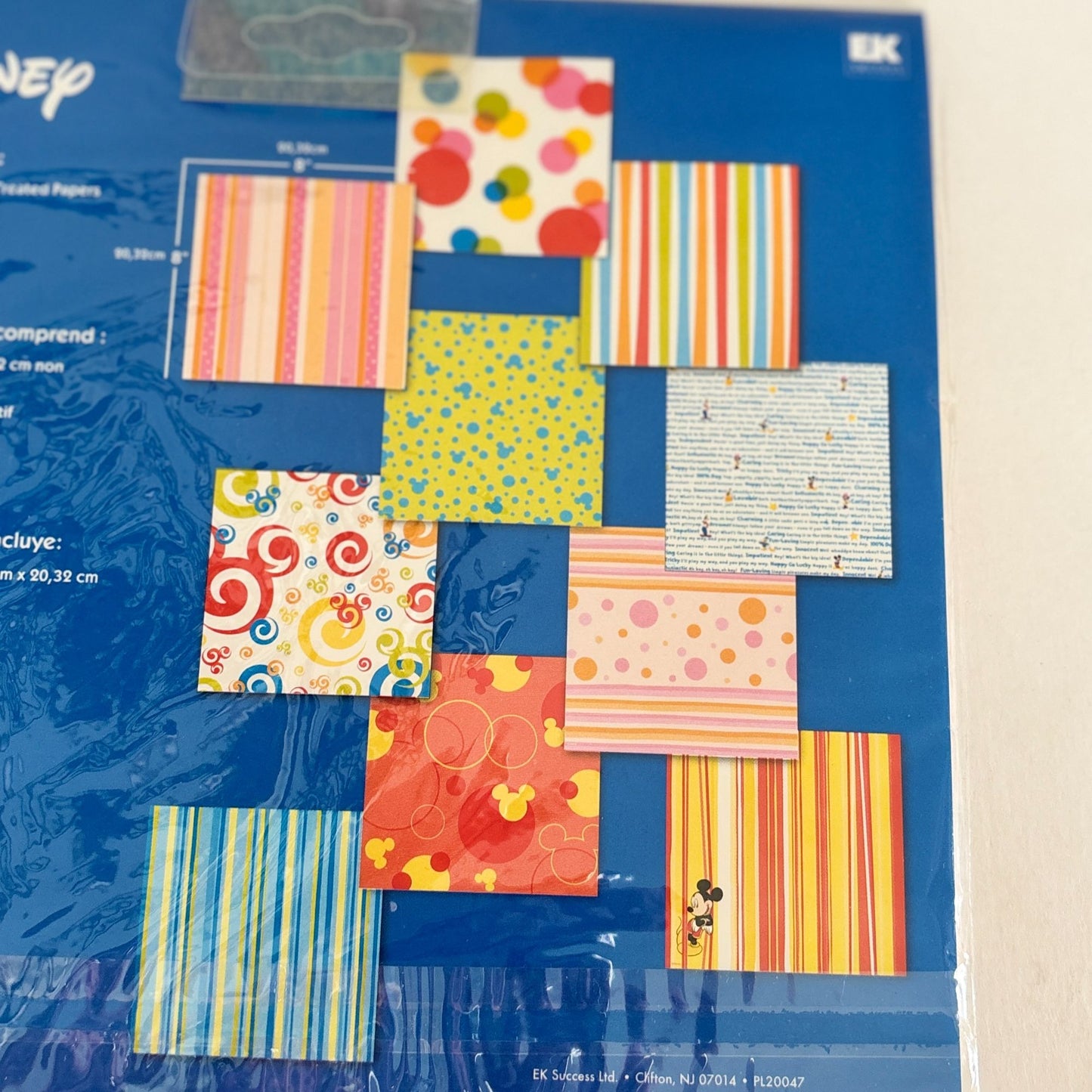 Disney 8x8 Scrapbook Paper Pack Mickey Mouse  EK Success Bright Color Craft Paper 10 Sheets