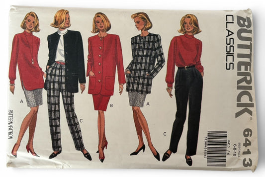 Butterick Sewing Pattern 6413: Misses' Jacket (Blazer), Top, Skirt and Pants