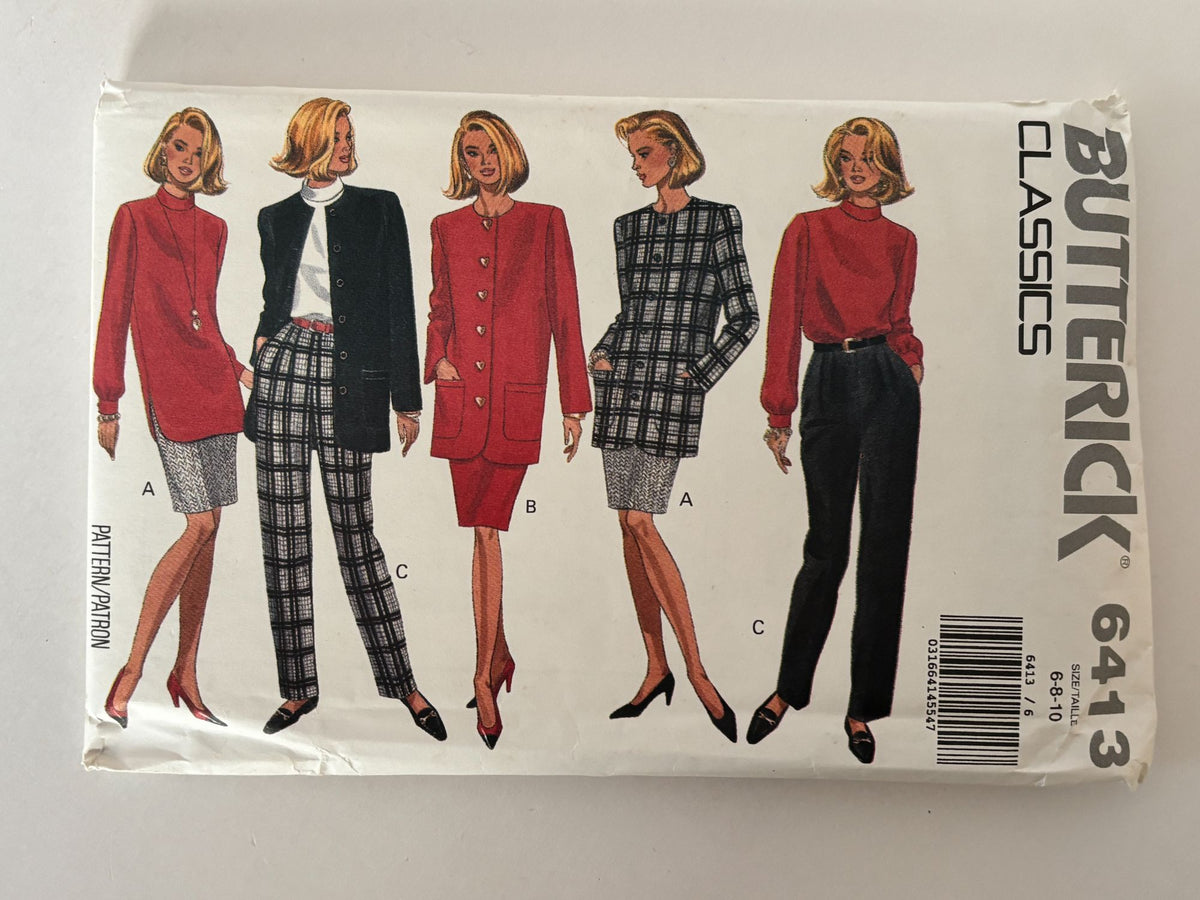 Butterick Sewing Pattern 6413: Misses' Jacket (Blazer), Top, Skirt and Pants