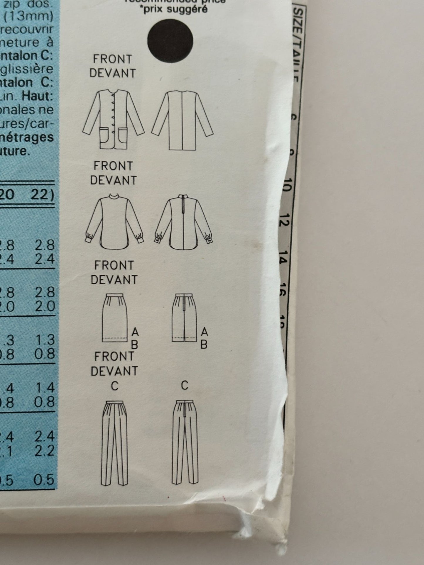 Butterick Sewing Pattern 6413: Misses' Jacket (Blazer), Top, Skirt and Pants