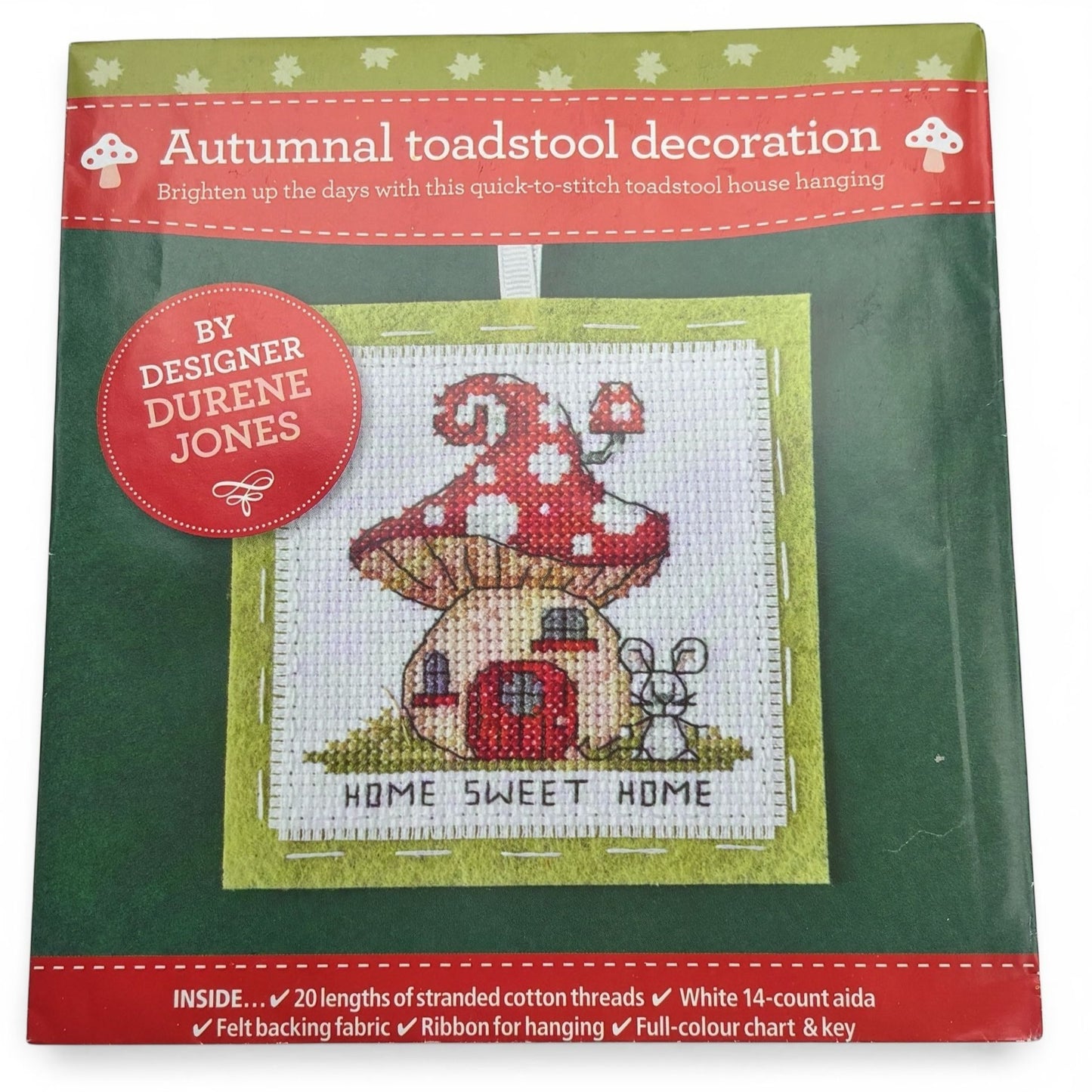 The World of Cross Stitching Autumnal Toadstool Cross Stitch Kit Mouse House Beginner Easy