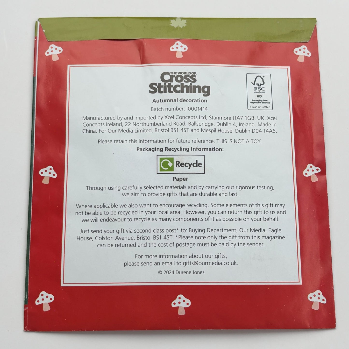 The World of Cross Stitching Autumnal Toadstool Cross Stitch Kit Mouse House Beginner Easy