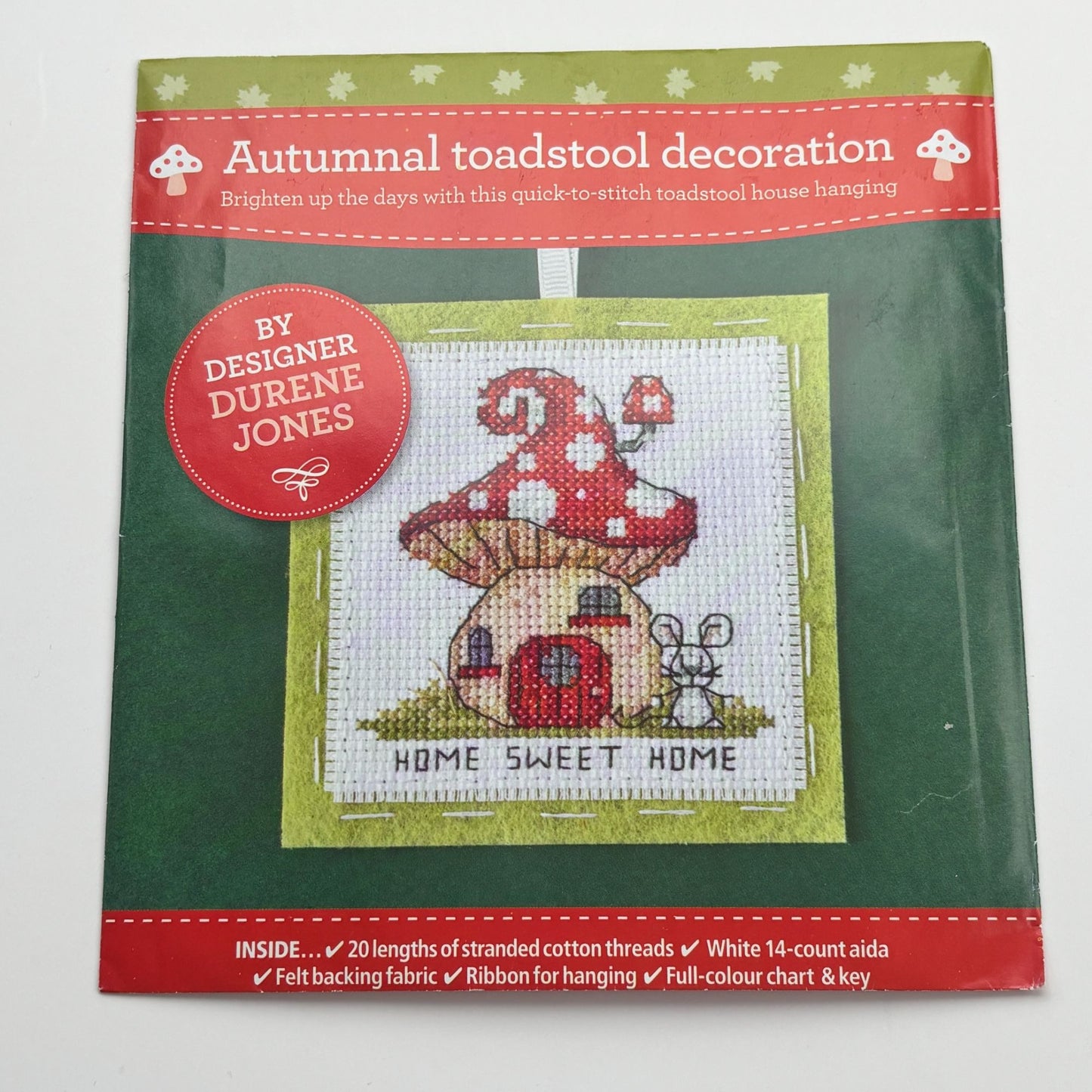 The World of Cross Stitching Autumnal Toadstool Cross Stitch Kit Mouse House Beginner Easy