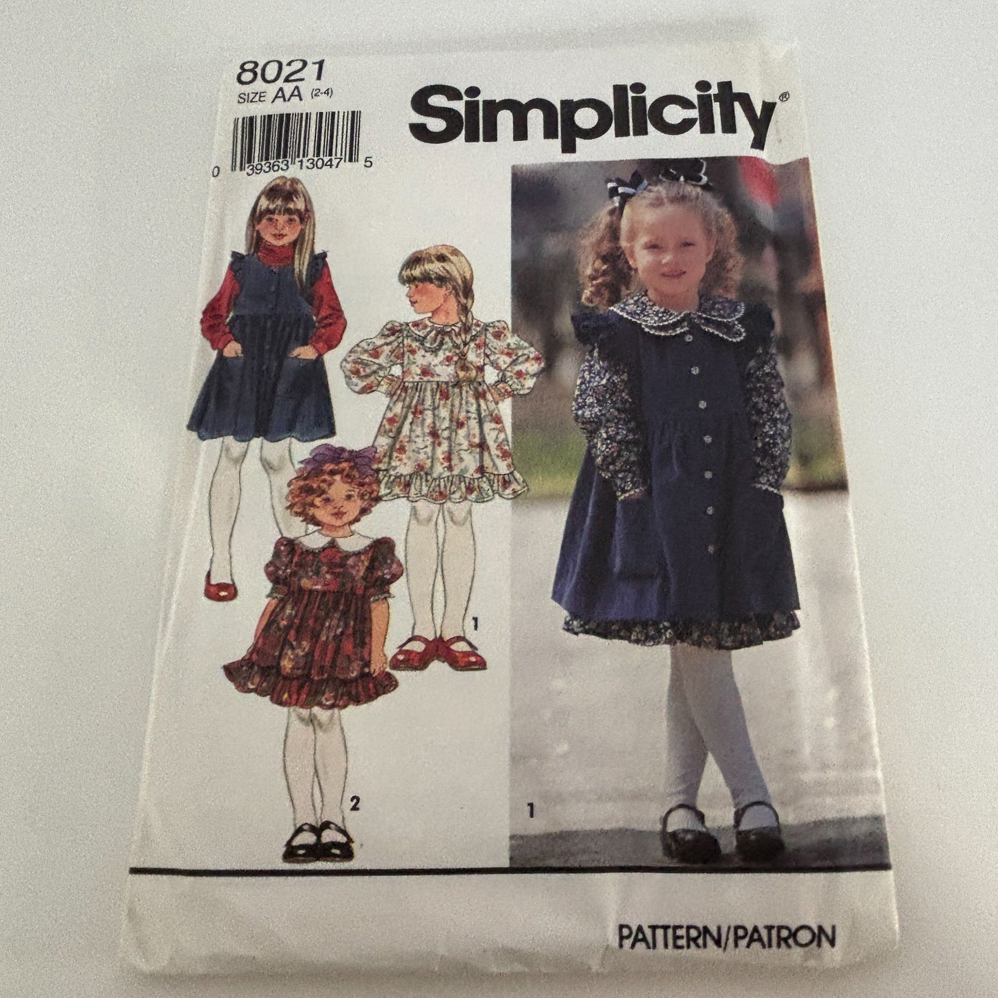 Simplicity Sewing Pattern 8021 Play Dress Pinafore Girls Long Sleeves 3 4 5 6 6x
