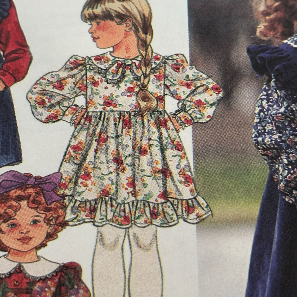 Simplicity Sewing Pattern 8021 Play Dress Pinafore Girls Long Sleeves 3 4 5 6 6x