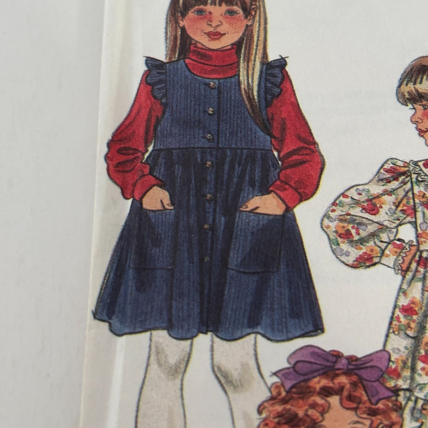 Simplicity Sewing Pattern 8021 Play Dress Pinafore Girls Long Sleeves 3 4 5 6 6x
