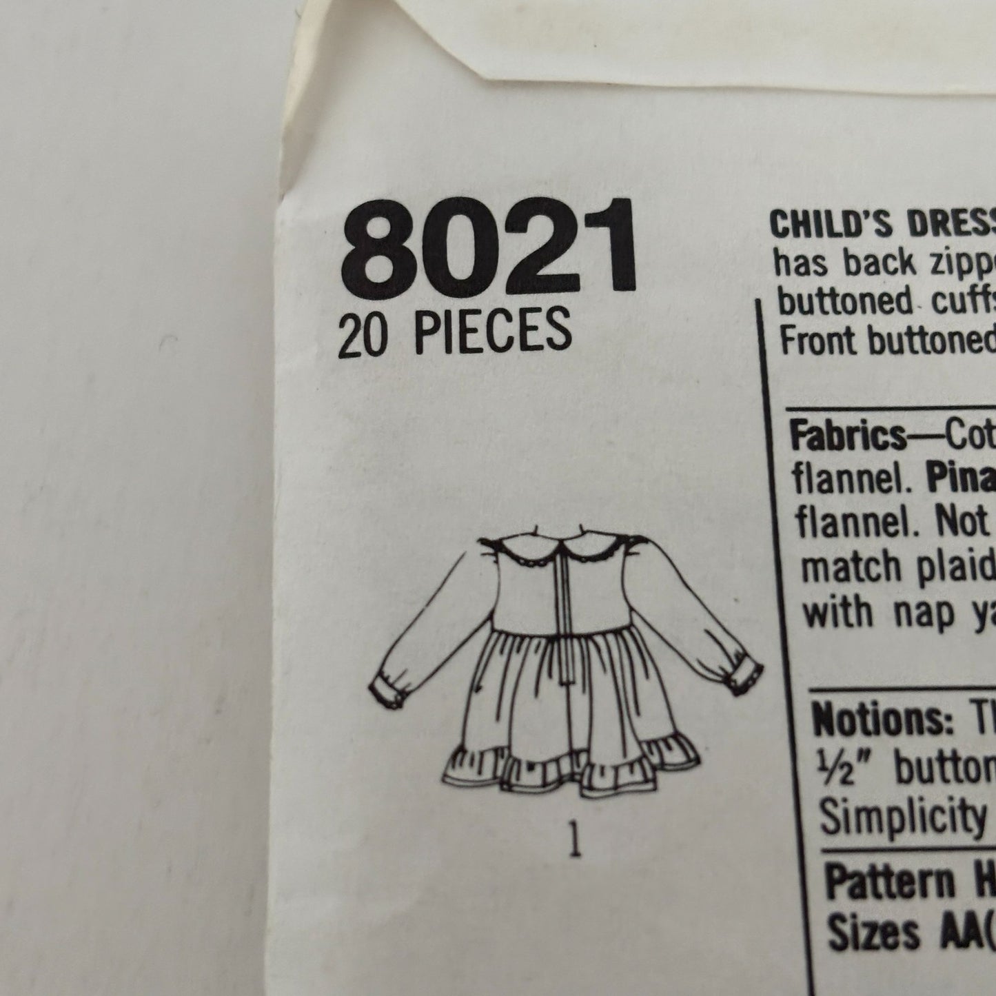 Simplicity Sewing Pattern 8021 Play Dress Pinafore Girls Long Sleeves 3 4 5 6 6x