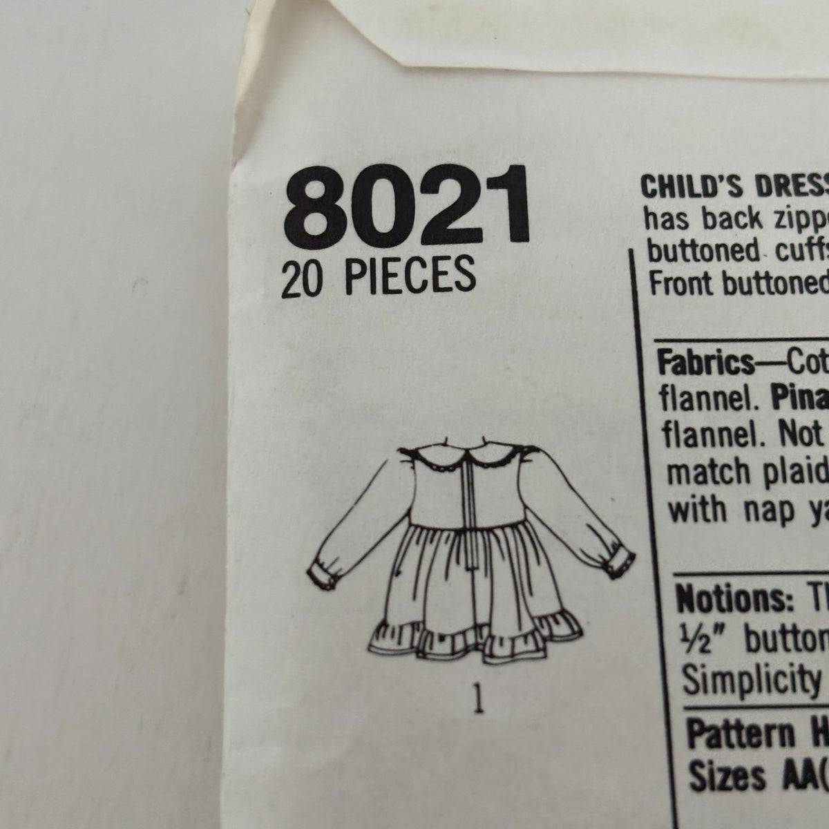 Simplicity Sewing Pattern 8021 Play Dress Pinafore Girls Long Sleeves 3 4 5 6 6x