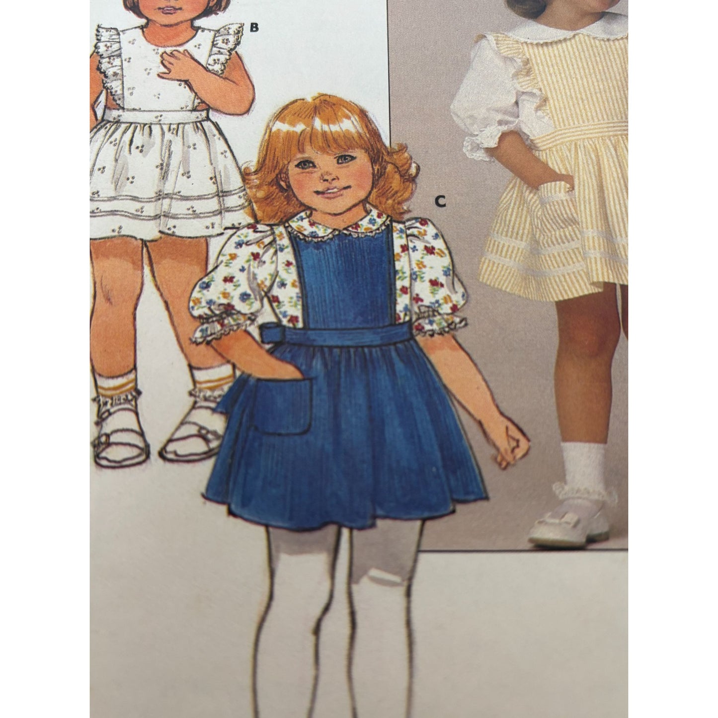 Butterick Sewing Pattern 6584 Toddler Dress Jumper Blouse 4T Vintage Pinafore