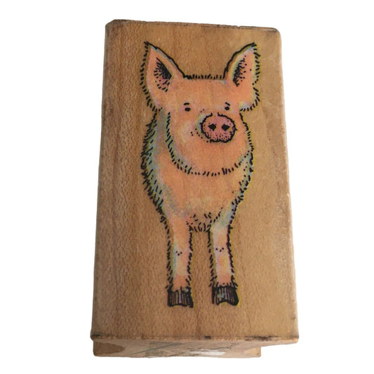 All Night Media Rubber Stamp Front Pig Animal Nature Country Farm Card Making