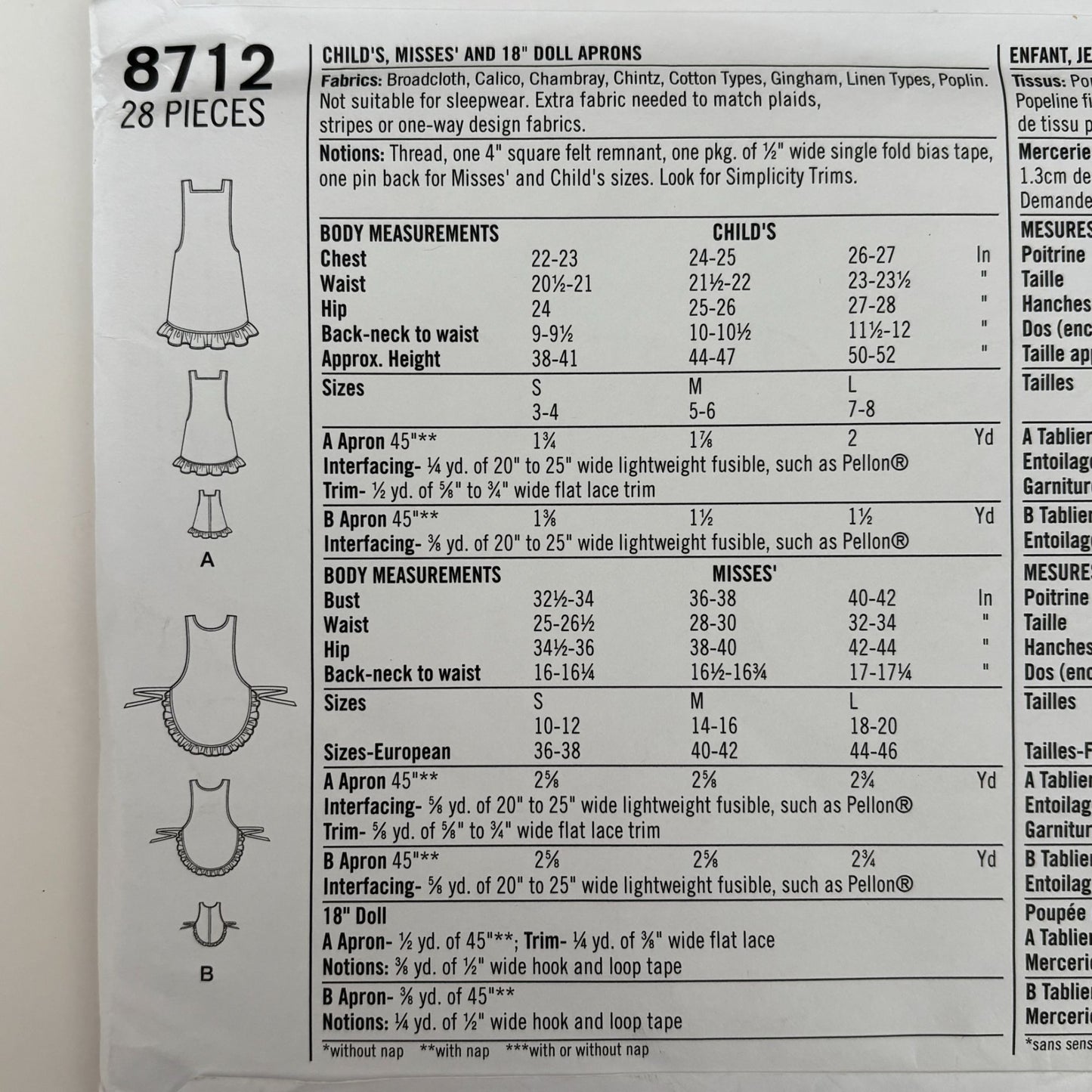 Simplicity Sewing Pattern 8712 Mommy and Me Matching Aprons Holiday Baking Uncut Christmas Kitchen