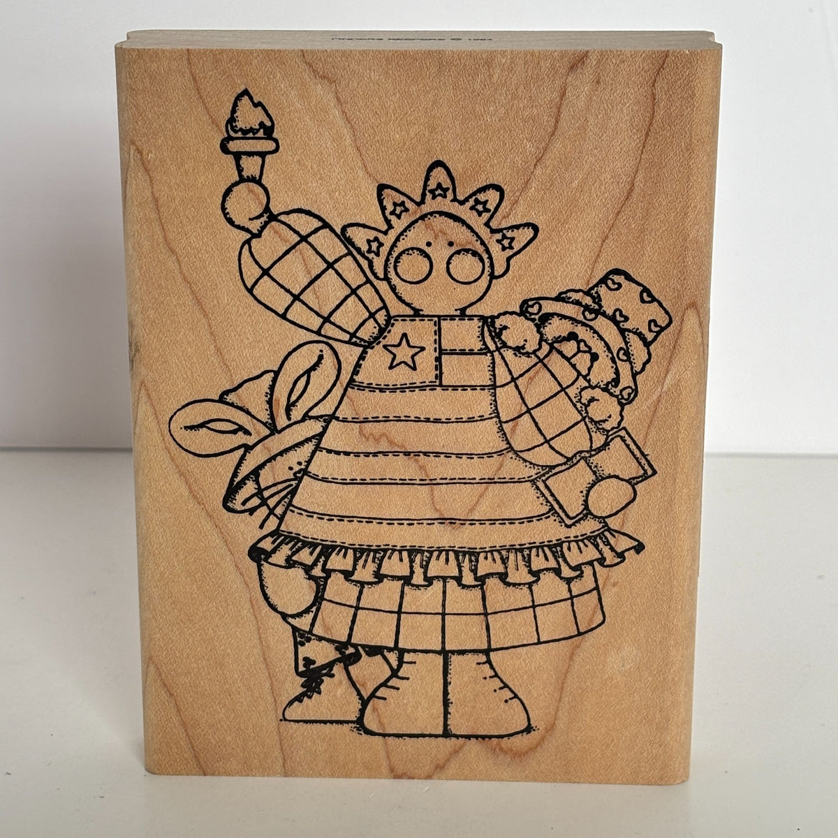 Finders Keepers Rubber Stamp Statue of Liberty Angel Folk Art Patriotic July 4th