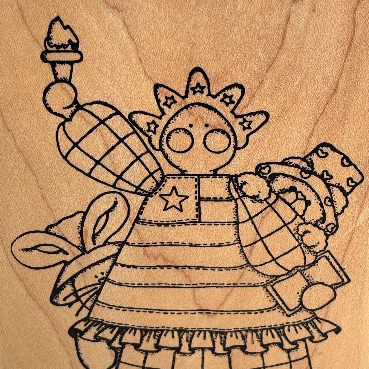 Finders Keepers Rubber Stamp Statue of Liberty Angel Folk Art Patriotic July 4th