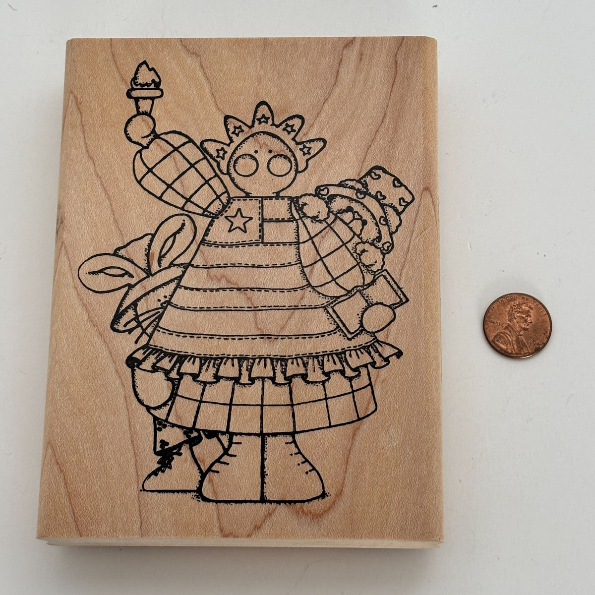 Finders Keepers Rubber Stamp Statue of Liberty Angel Folk Art Patriotic July 4th