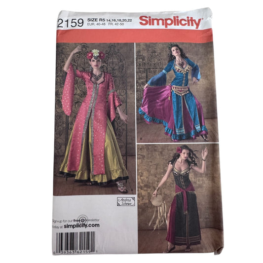 Simplicity Sewing Pattern 2159 Boho Belly Dance Costume Gypsy Dress 14-22 Uncut