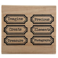Limited Edition Rubber Stamp Creative Text 6 Labels Imagine Create Scrapbooking Words Cardmaking Craft