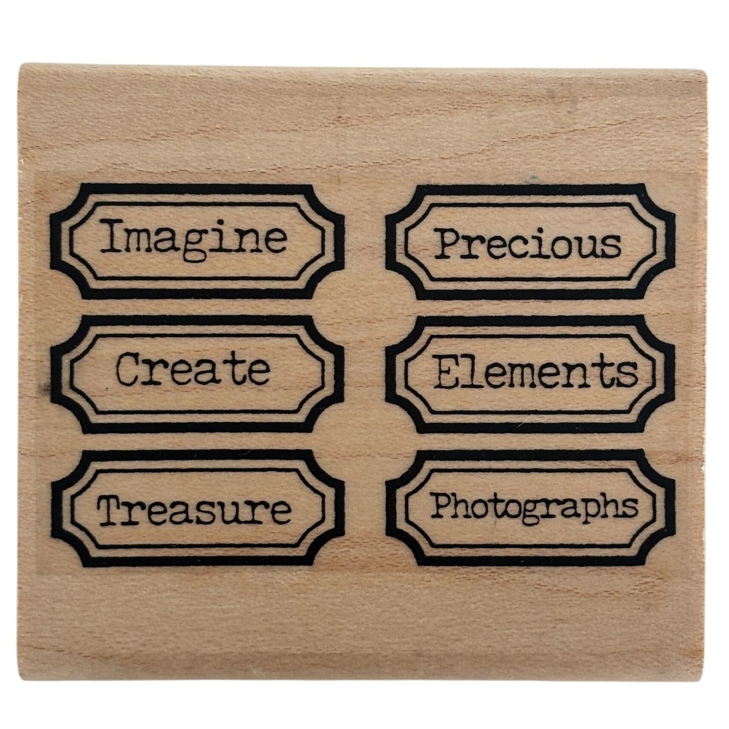 Limited Edition Rubber Stamp Creative Text 6 Labels Imagine Create Scrapbooking Words Cardmaking Craft