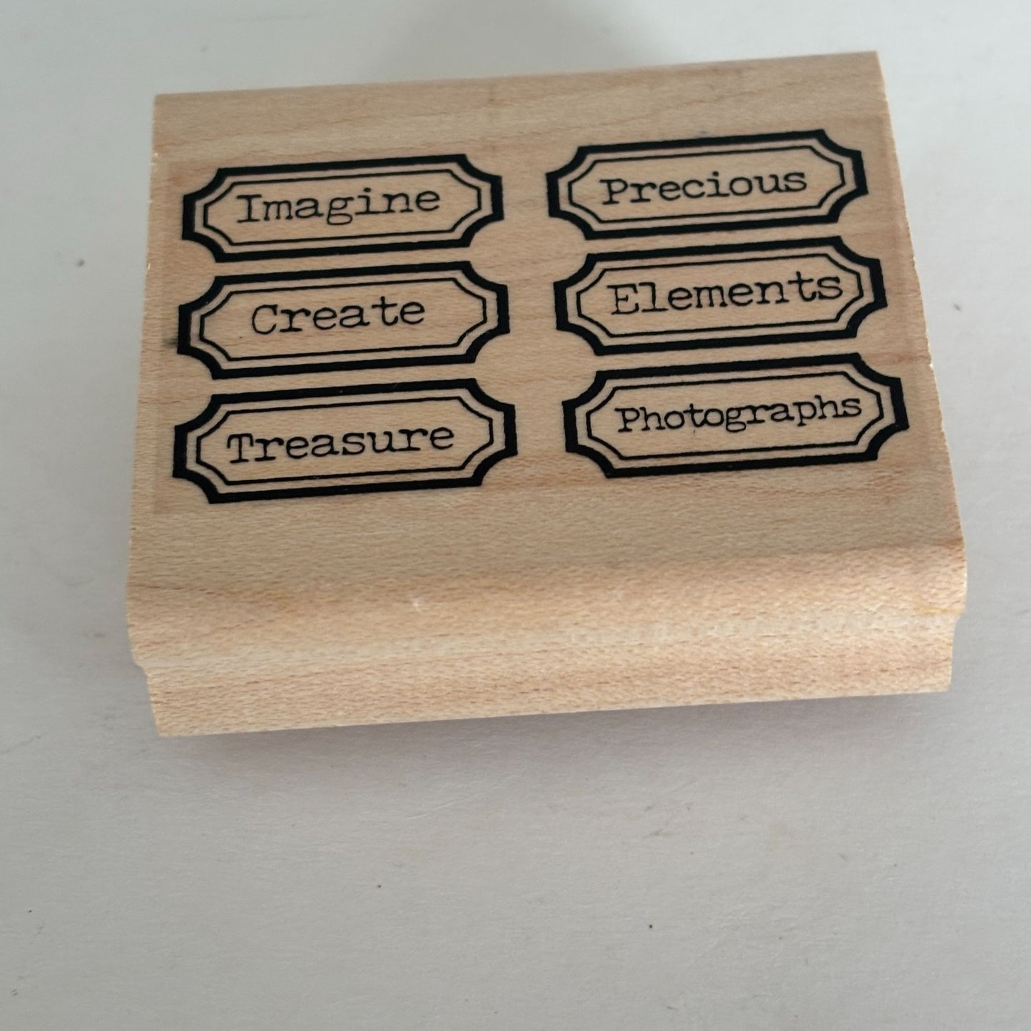 Limited Edition Rubber Stamp Creative Text 6 Labels Imagine Create Scrapbooking Words Cardmaking Craft