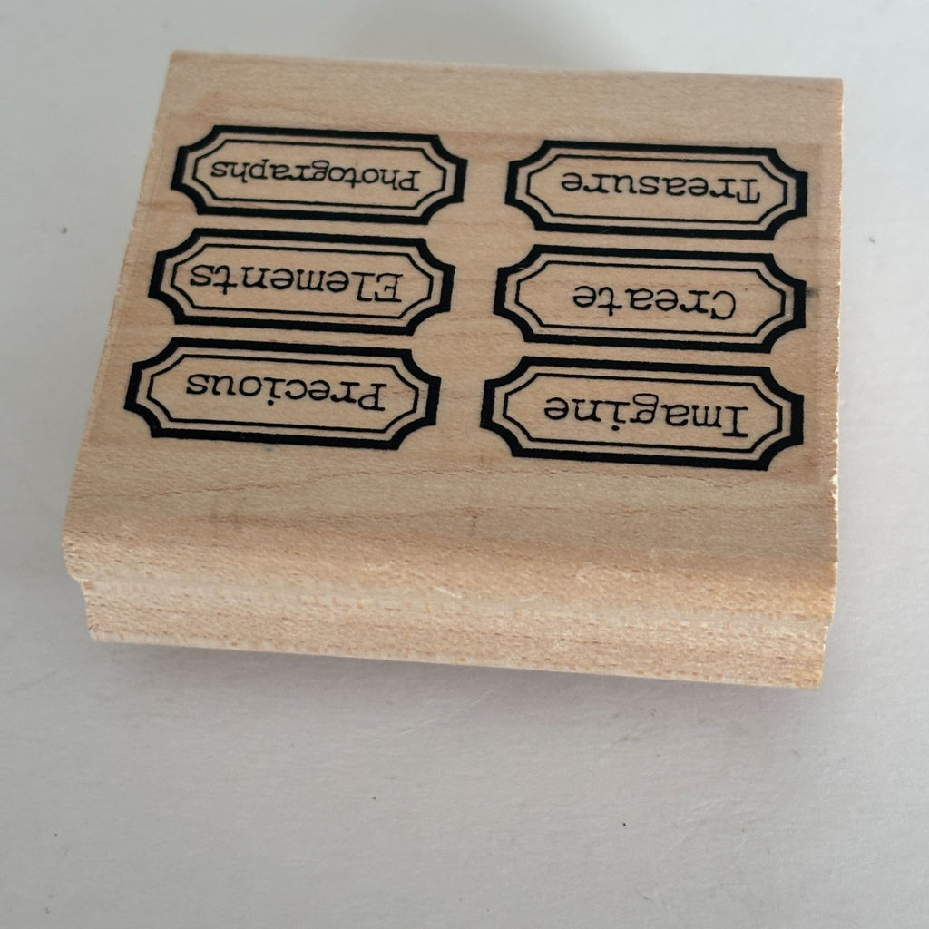 Limited Edition Rubber Stamp Creative Text 6 Labels Imagine Create Scrapbooking Words Cardmaking Craft