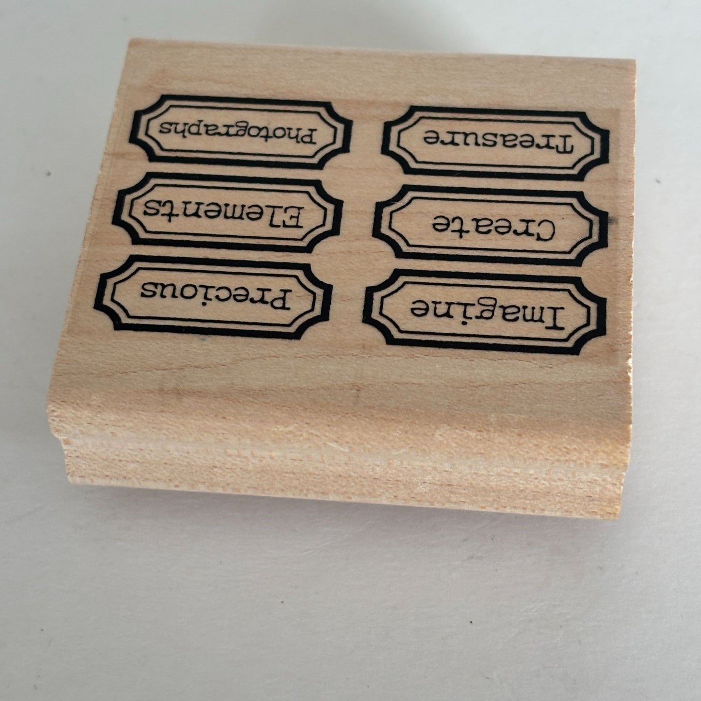 Limited Edition Rubber Stamp Creative Text 6 Labels Imagine Create Scrapbooking Words Cardmaking Craft