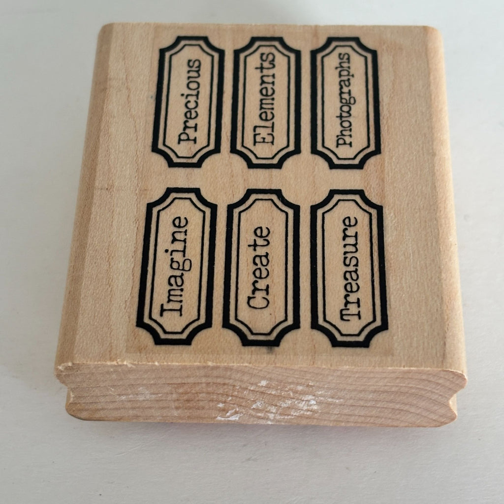 Limited Edition Rubber Stamp Creative Text 6 Labels Imagine Create Scrapbooking Words Cardmaking Craft