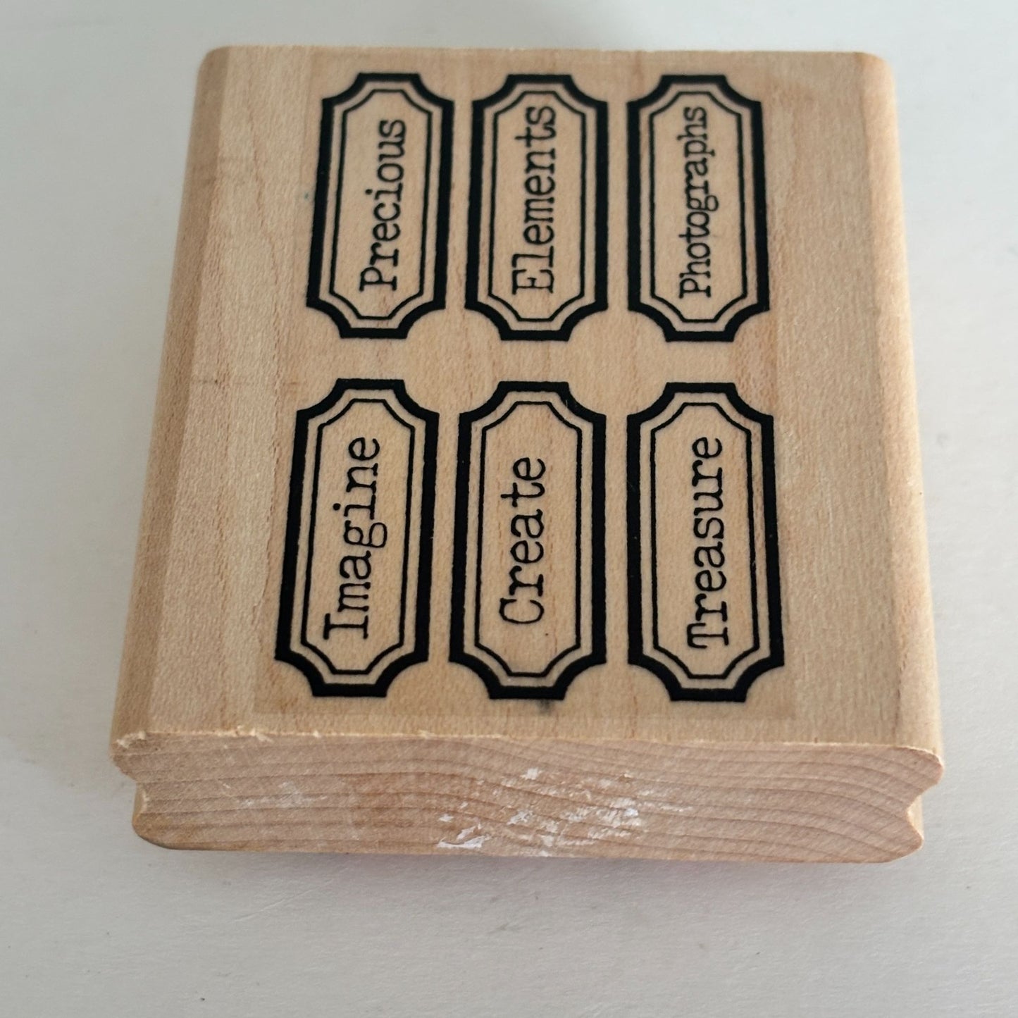 Limited Edition Rubber Stamp Creative Text 6 Labels Imagine Create Scrapbooking Words Cardmaking Craft