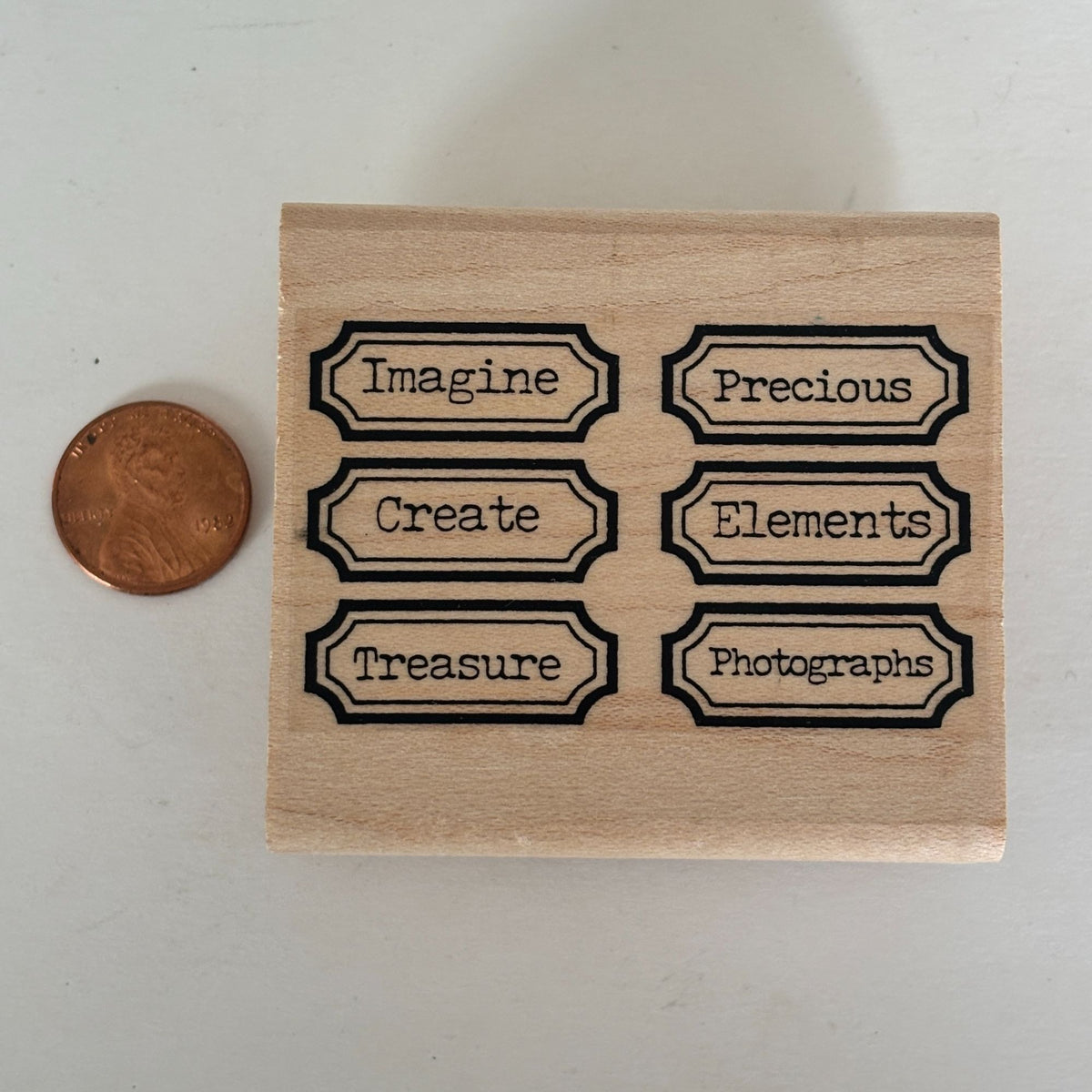 Limited Edition Rubber Stamp Creative Text 6 Labels Imagine Create Scrapbooking Words Cardmaking Craft