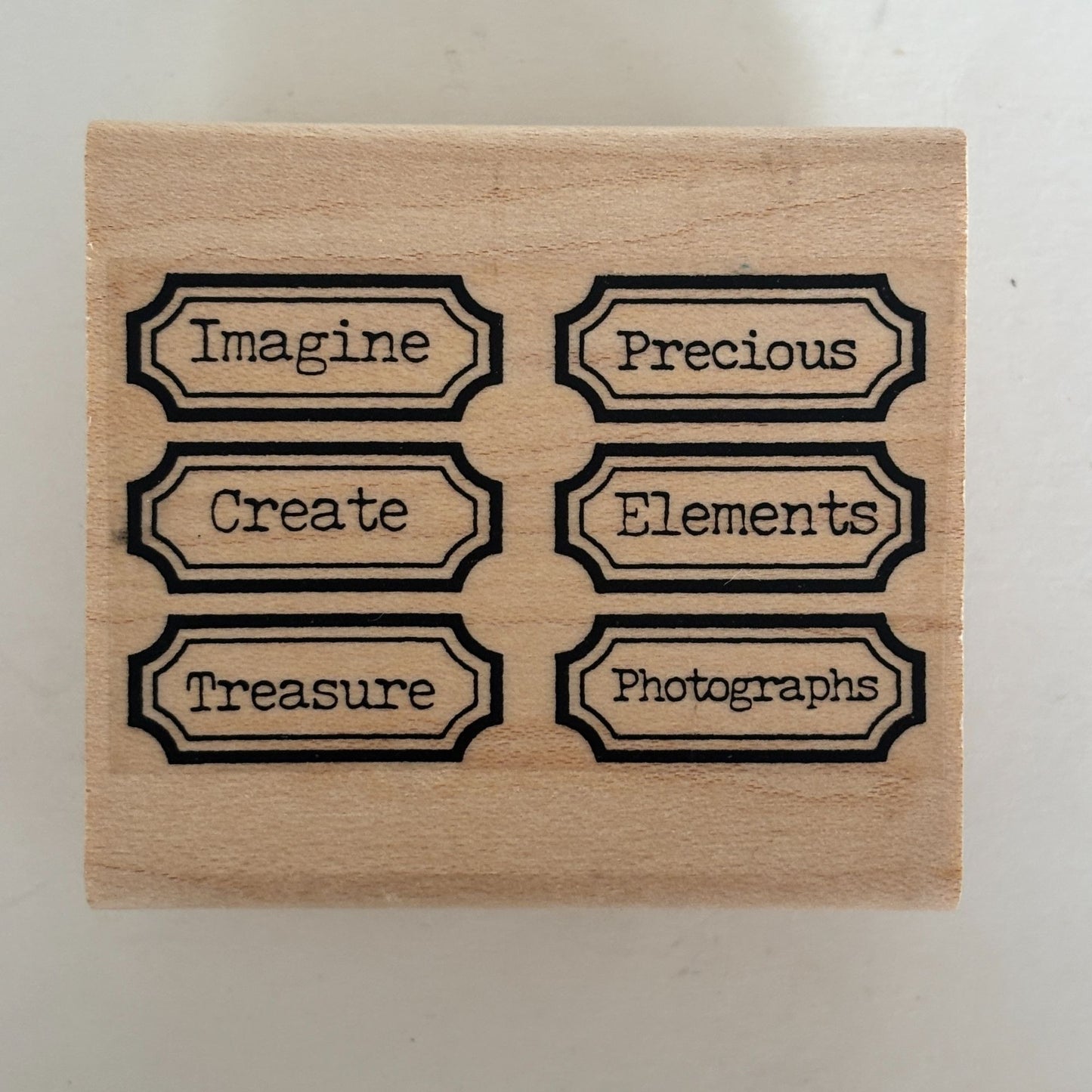 Limited Edition Rubber Stamp Creative Text 6 Labels Imagine Create Scrapbooking Words Cardmaking Craft