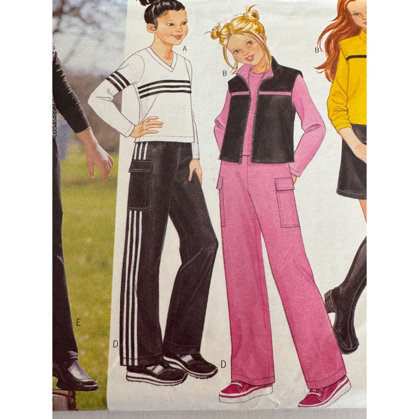 Butterick 6732 Girls Y2K Sewing Pattern Vest Track Pants Top Skirt Outfit Pattern 12-16 Uncut