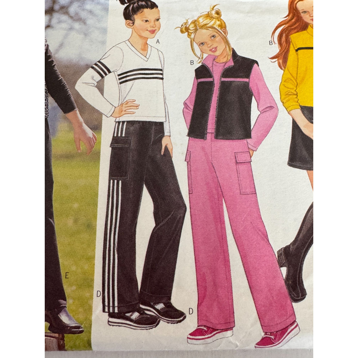 Butterick 6732 Girls Y2K Sewing Pattern Vest Track Pants Top Skirt Outfit Pattern 12-16 Uncut
