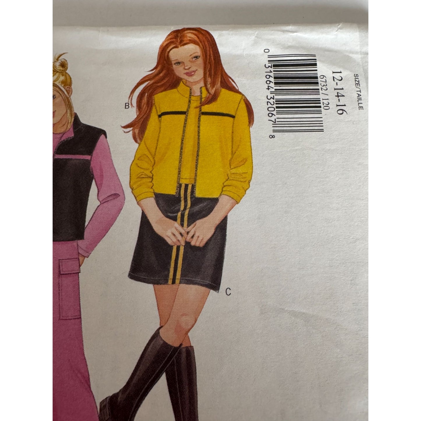 Butterick 6732 Girls Y2K Sewing Pattern Vest Track Pants Top Skirt Outfit Pattern 12-16 Uncut