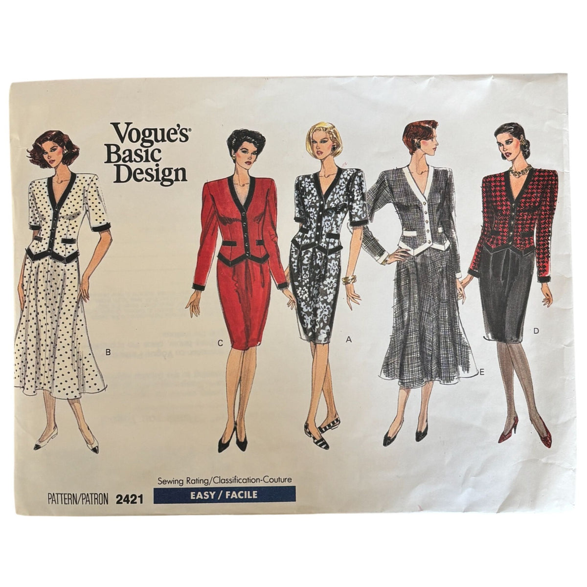 Vogue Sewing Pattern 2421 Skirt Suit Jacket 12 14 16 90s Power Dressing Easy UC