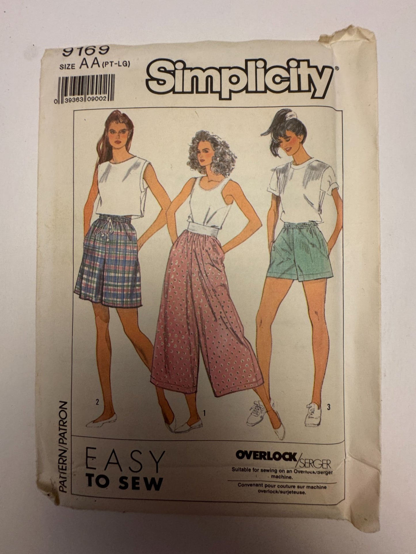 Simplicity Sewing Pattern 9169 Cropped Pants Shorts 1980s Easy To Sew 6- 20 UC