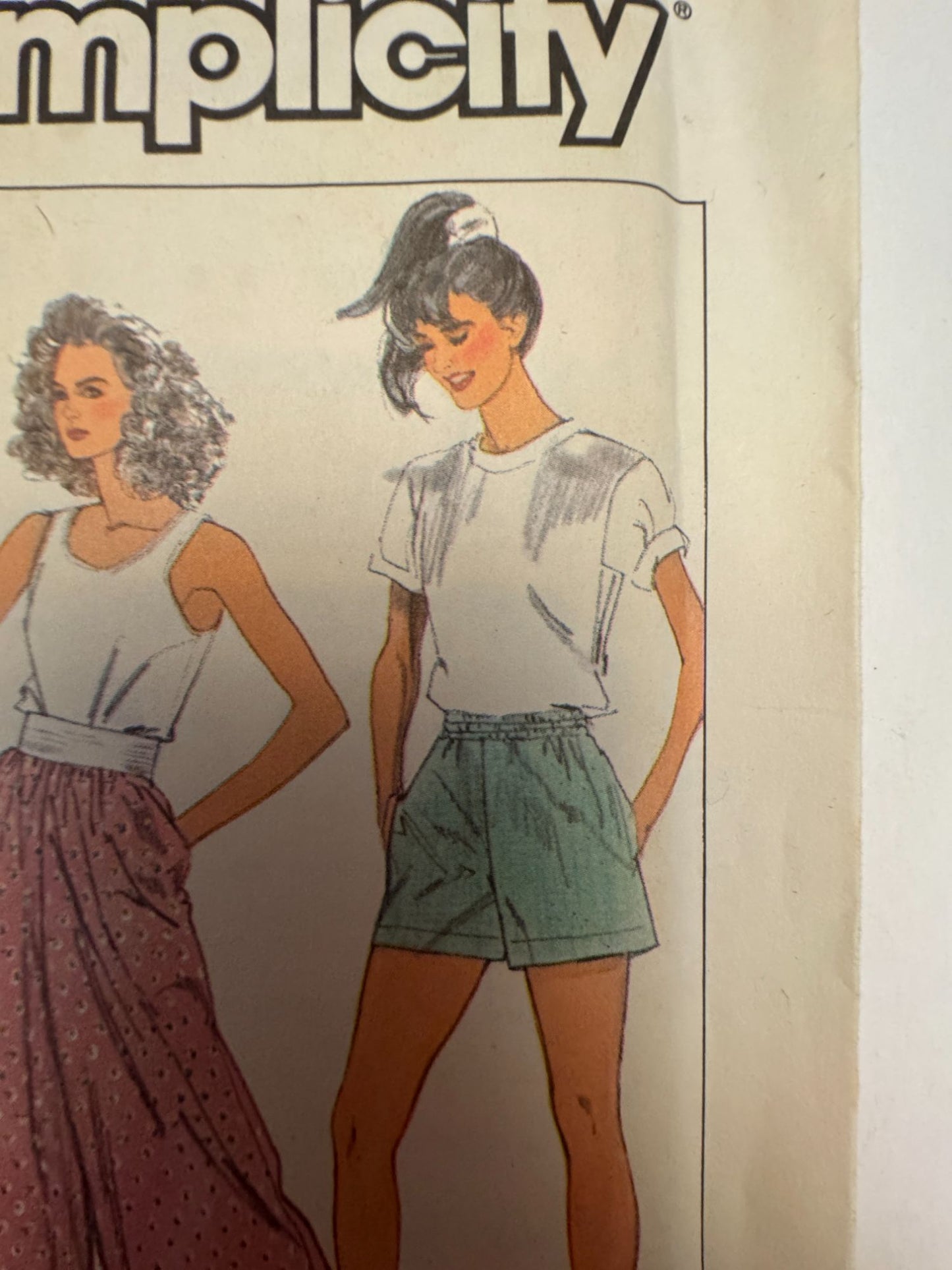 Simplicity Sewing Pattern 9169 Cropped Pants Shorts 1980s Easy To Sew 6- 20 UC
