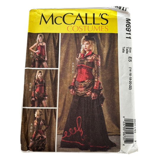 McCalls Sewing Pattern M6911 Steampunk Corset Skirt Bustle Costume Victorian Outfit 14–22 UNCUT
