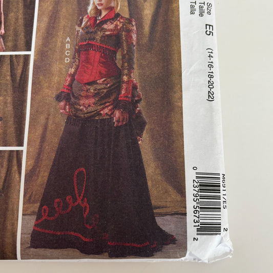 McCalls Sewing Pattern M6911 Steampunk Corset Skirt Bustle Costume Victorian Outfit 14–22 UNCUT