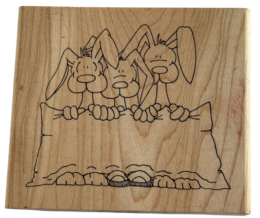 Inky Antics Rubber Stamp Bunny Banner Rabbits Holding Sign Animals Funny Humor