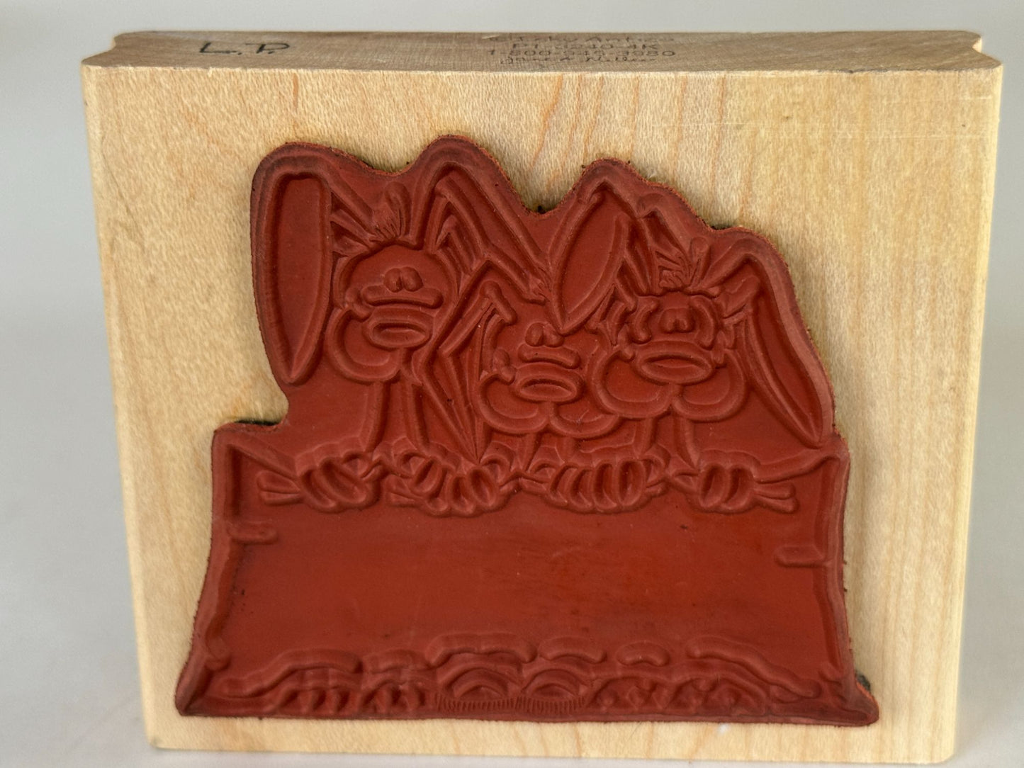 Inky Antics Rubber Stamp Bunny Banner Rabbits Holding Sign Animals Funny Humor