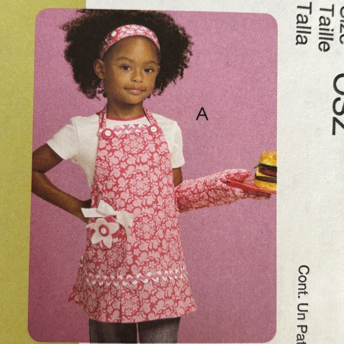 McCalls Sewing Pattern M6049 Kids Kitchen Apron Chef Hat Cooking Costume Baker 3-8 Uncut