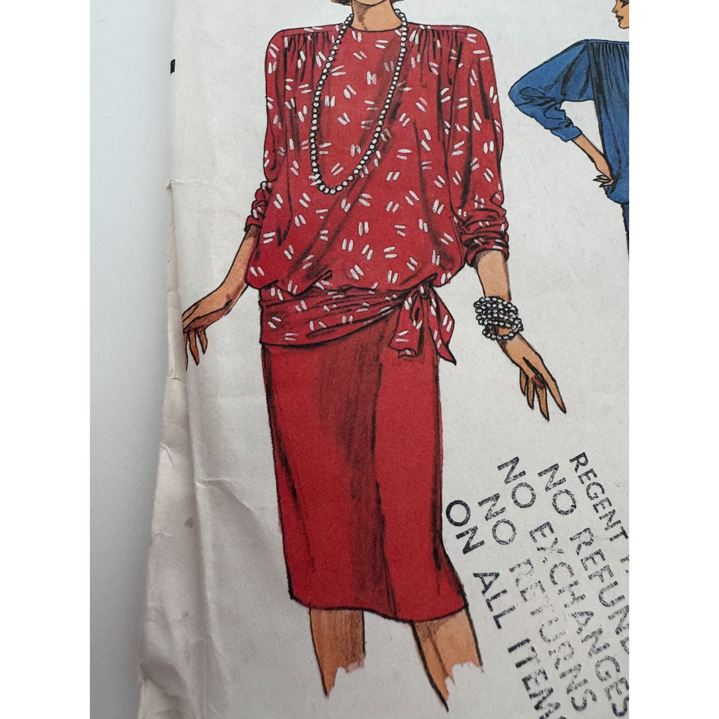 Vogue Sewing Pattern 9314 Blouson Top Wrap Straight Skirt Work Outfit 8 10 12 UC