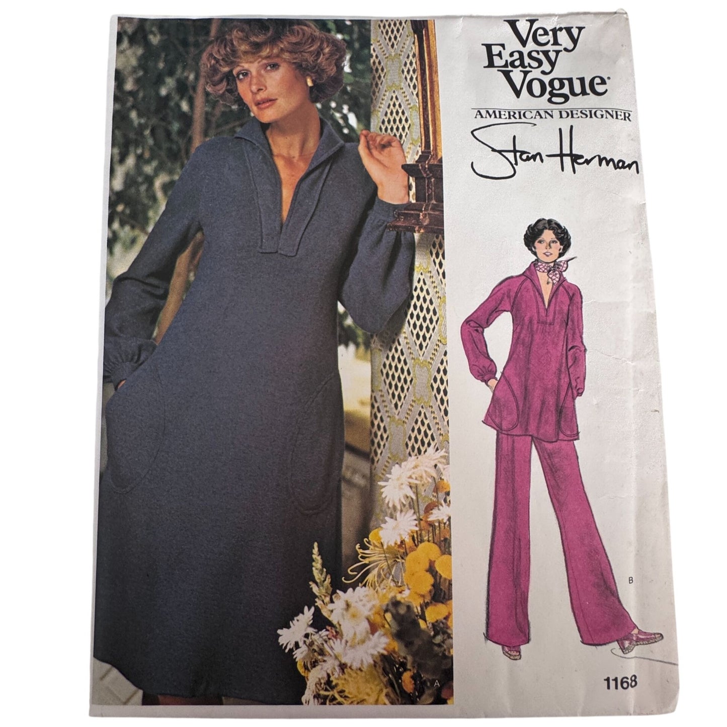 Vogue Sewing Pattern 1168 Stan Herman 1970s Dress Pants Lounge Set 12 Uncut Easy