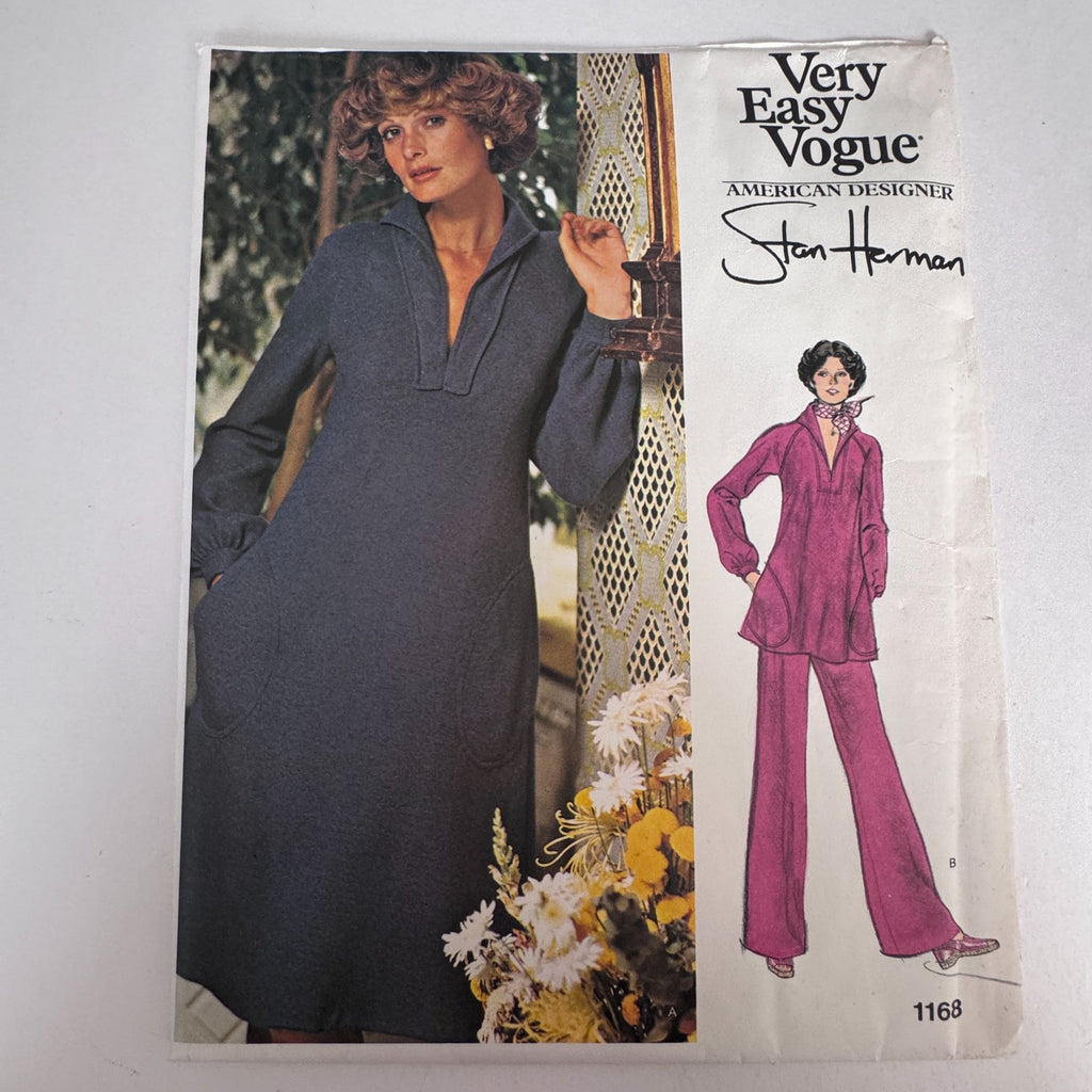 Vogue Sewing Pattern 1168 Stan Herman 1970s Dress Pants Lounge Set 12 Uncut Easy