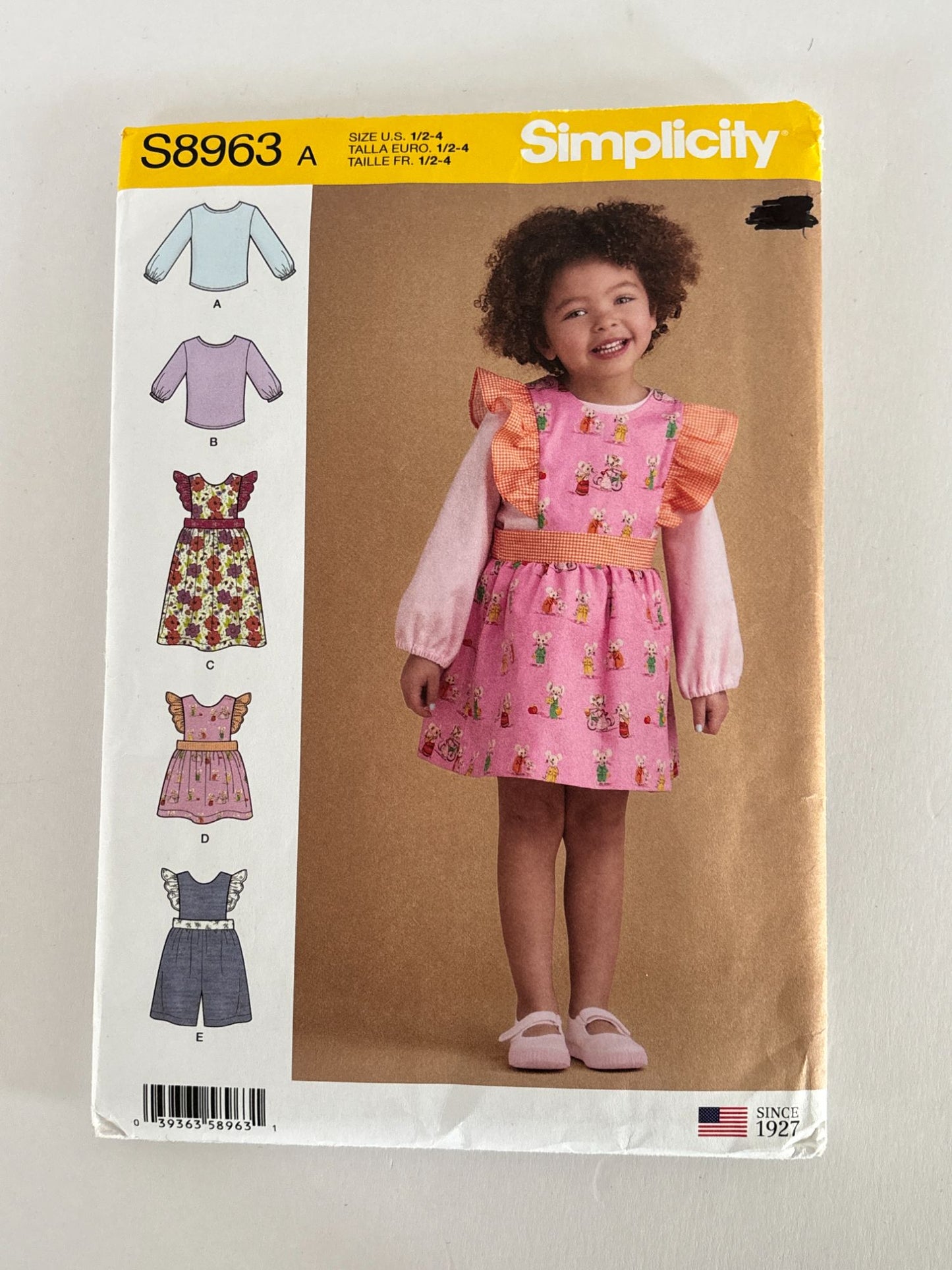 Simplicity Sewing Pattern S8963 Toddlers Dress Jumper Shirt Summer Outfit 6M-4T