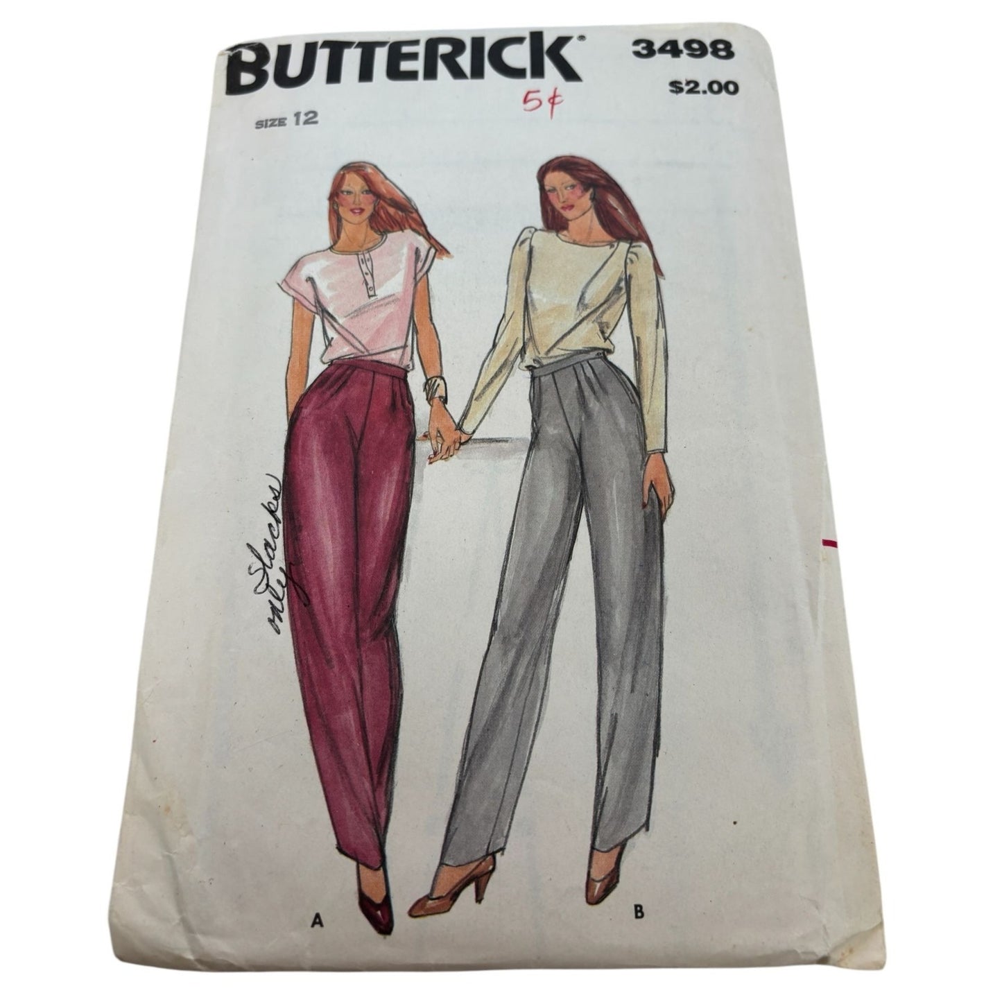 Butterick Sewing Pattern 3498 Proportioned Pants Tapered or Narrow Legs 12 Uncut