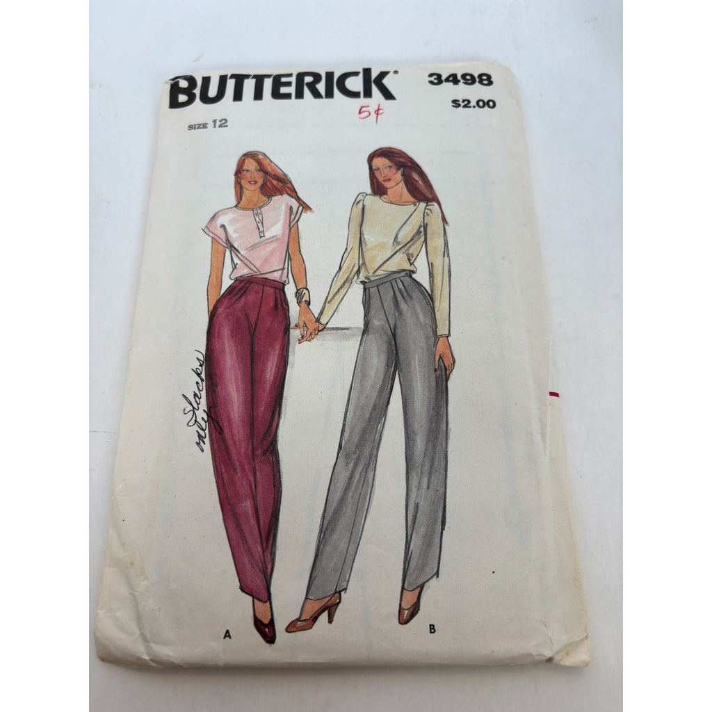 Butterick Sewing Pattern 3498 Proportioned Pants Tapered or Narrow Legs 12 Uncut