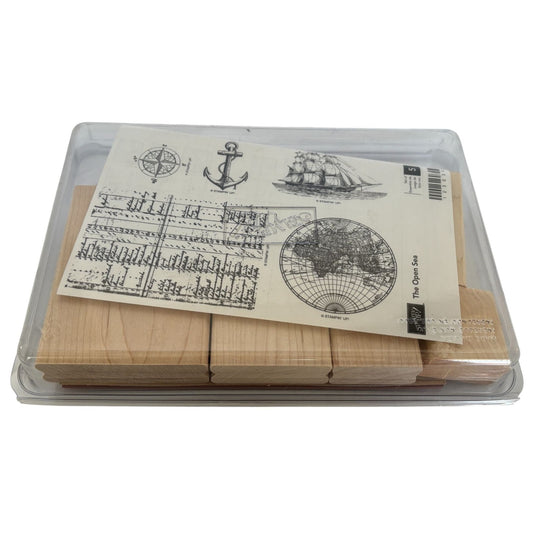 Stampin Up Rubber Stamp The Open Sea Nautical Ship Anchor Compass Card Making