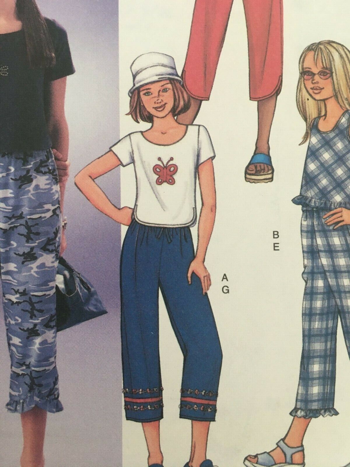 Butterick Sewing Pattern 3482 Girls Summer Shirt Pants Y2K Ruffle Hem 7 8 10 UC