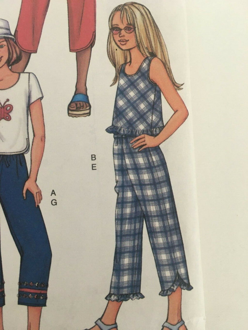 Butterick Sewing Pattern 3482 Girls Summer Shirt Pants Y2K Ruffle Hem 7 8 10 UC