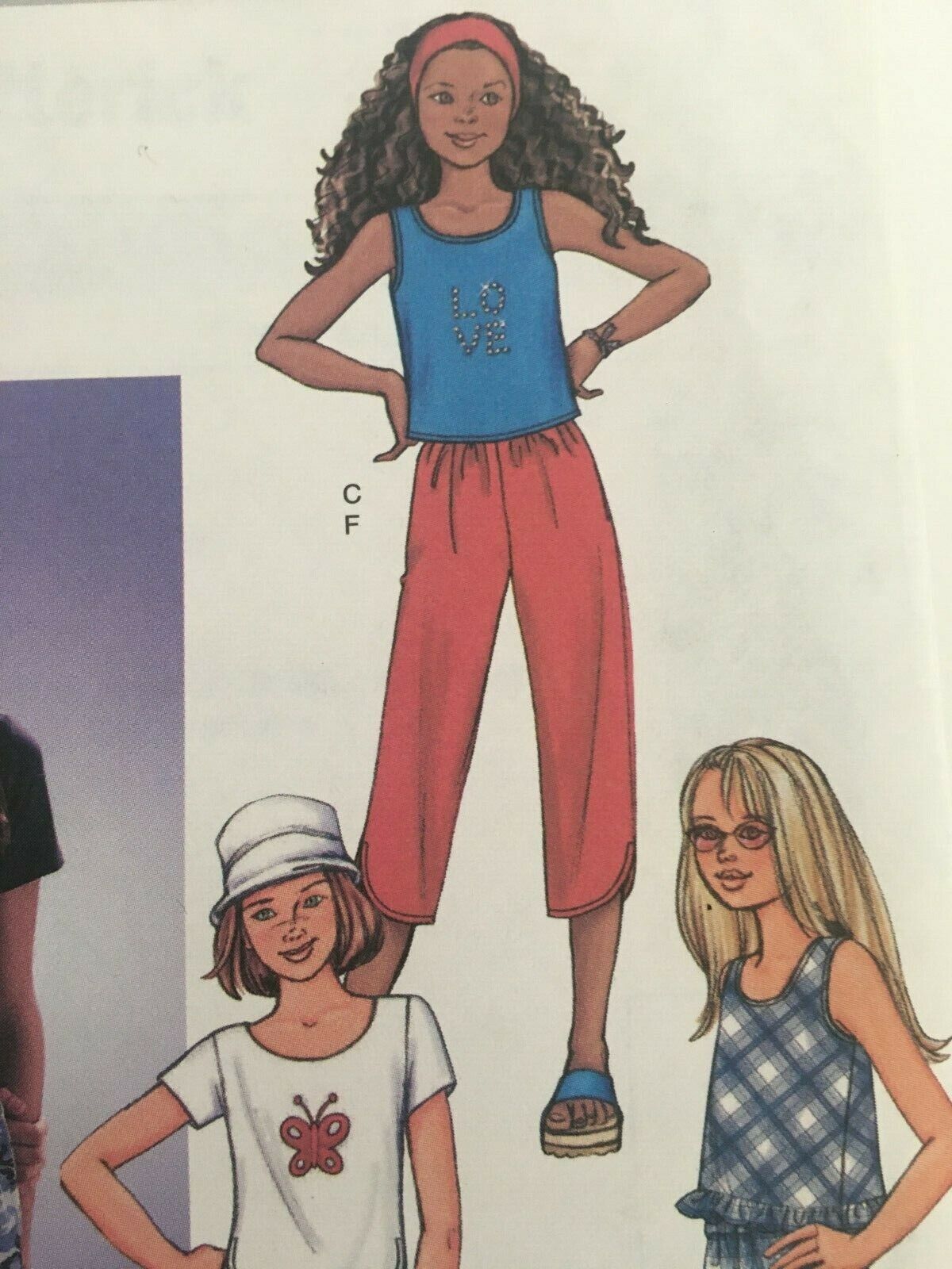Butterick Sewing Pattern 3482 Girls Summer Shirt Pants Y2K Ruffle Hem 7 8 10 UC